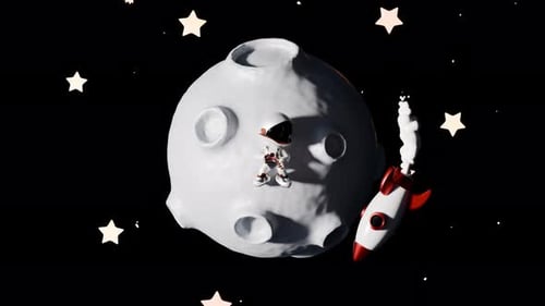 Cartoon Astronaut Loop Animation Satisfying Video