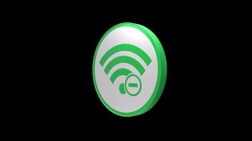 Wi Fi Symbol With Network Disconnect Rounded Green