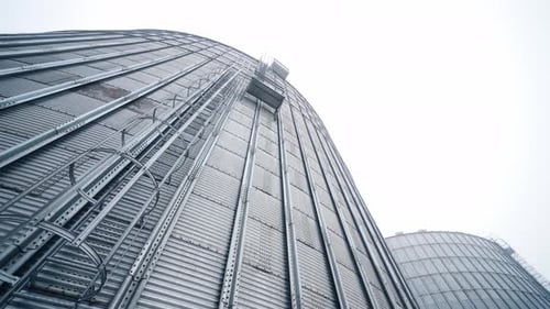 Steel Grain Silos in Rural Setting