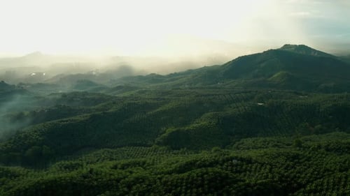 Sunset aerial view of mountain at Tawau, Sabah