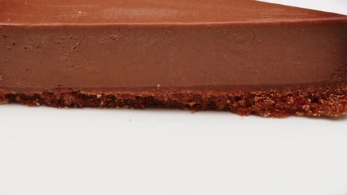 Close Up of Rich Chocolate Cheesecake Slice