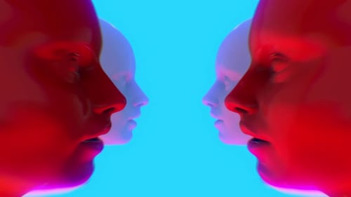 Futuristic Abstract Human Head Busts Loop