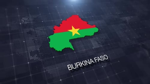 Burkina Faso Map with Flag Digital Reveal