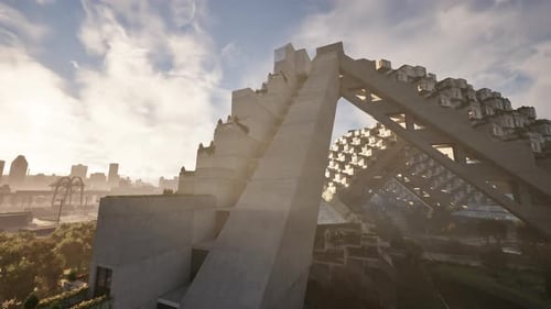Un rascacielos contra un cielo azul claro
