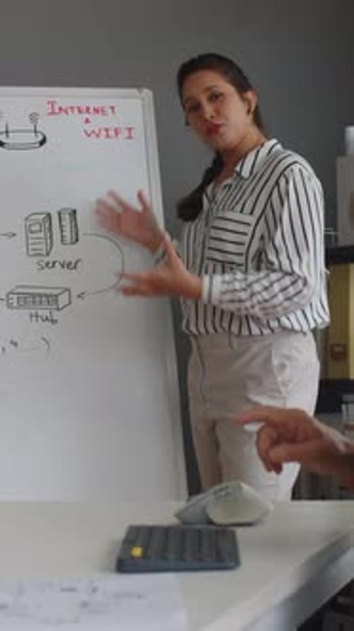 Woman Giving Presentation on Internet and Wifi