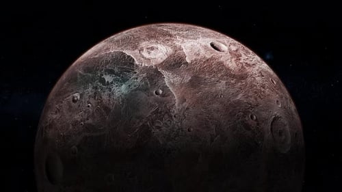 Sehen Sie sich den realistischen fiktiven Planeten Ceres in 3D im Weltraum an