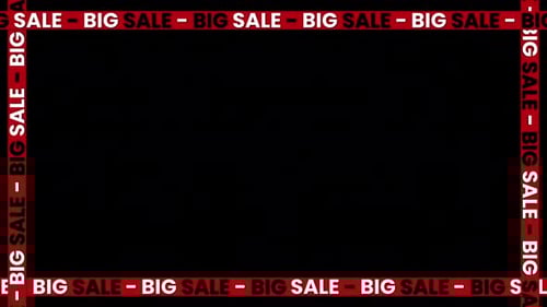 Animated Big Sale banner with moving red ribbon – seamless loop on transparent background for promo.