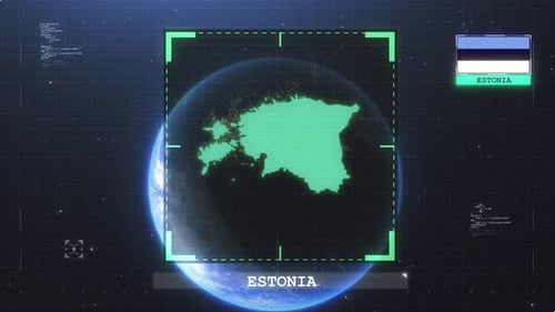 Estonia Flag And Map Glitch Hud 4K
