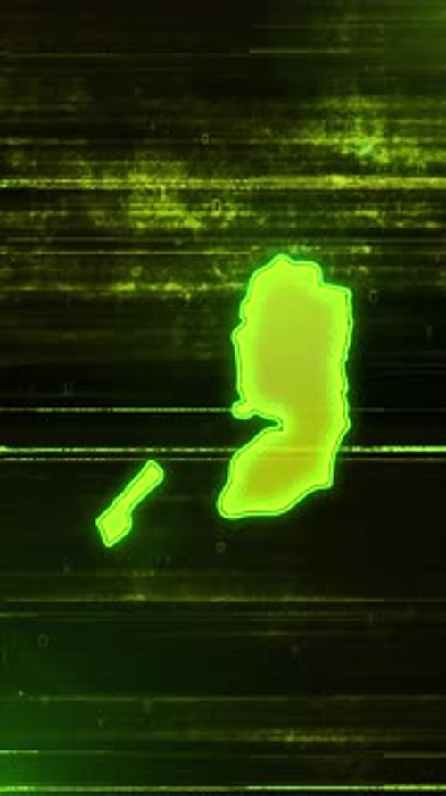 Palestine Digital Futuristic Glitch Map