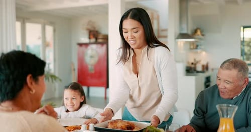 Family Meal at the Table Together at Home