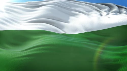 Realistic Green and White Waving Flag Background Animation