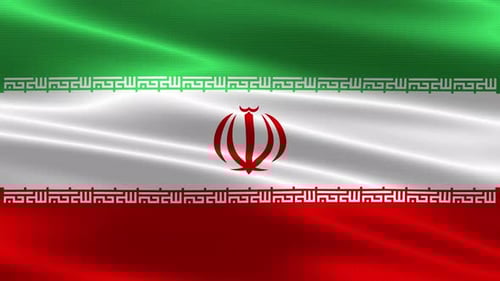 Waving Flag of Iran with Realistic Fabric Texture