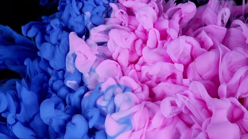 Abstract Blue and Pink Ink Clouds Swirling