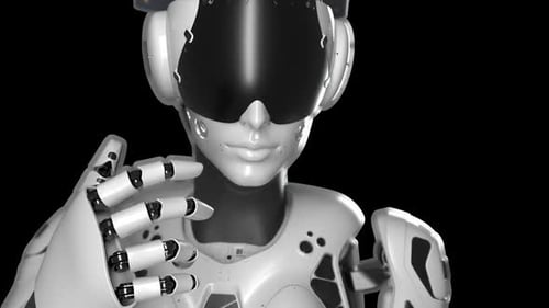 portrait of a thinking robot, taken in close-up. has an alpha channel