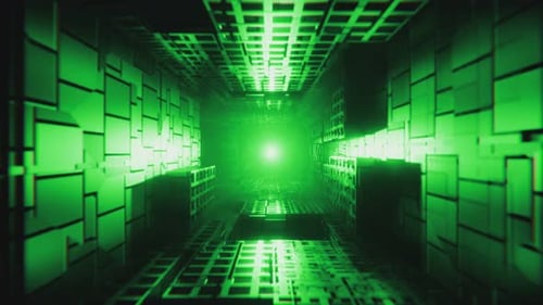 High-speed flight through futuristic sci-fi tunnel. Abstract background, looped