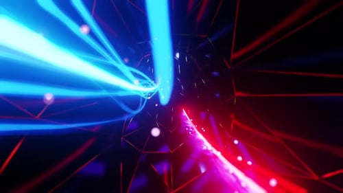 Magic particles fly through the tunnel. Infinitely looped animation