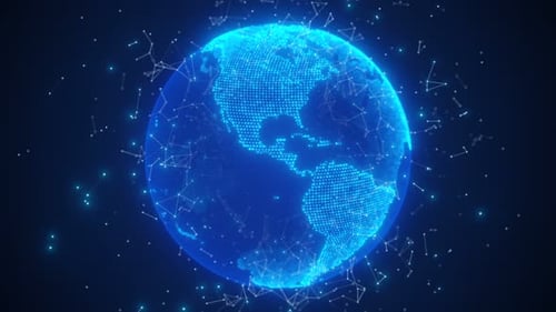 Blaues globales Netzwerktechnologie-Konzept