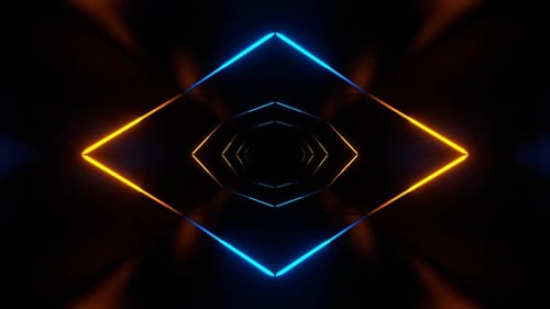 Blue And Orange Neon Light Tunnel Background Vj Loop In HD