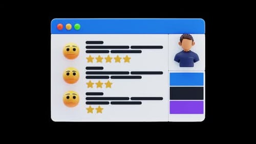 Animated 3D Emoji Customer Review and Star Rating Interface