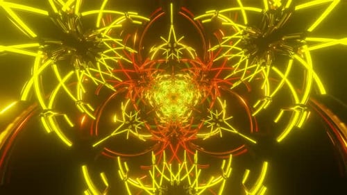 Abstract Red Yellow Pulsating Futuristic Psychedelic Hypnotic VJ Seamless Loop Background
