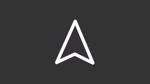 Ícone branco de seta direcional de linha fina animada