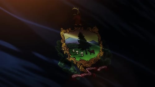 Waving Flag of Vermont State with Seal