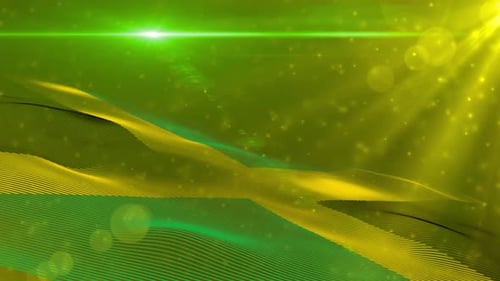 Abstract Waving Green and Yellow Lines Background with Light Effects