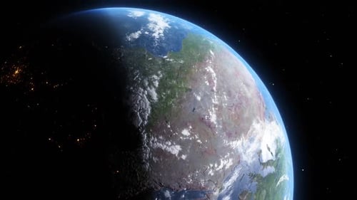 Realistic Planet Earth Rotating in Deep Space Animation