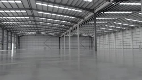 New Warehouse Interior View Showing an Empty Facility