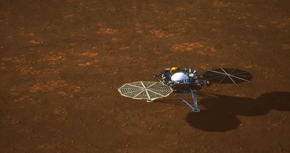 Exploring the Surface of Mars with InSight Lander Showcasing Its ...