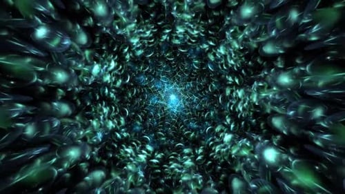 Abstract Green Kaleidoscope Flowers Tunnel Motion Background