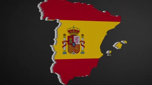 Animated Map of Spain Flag Reveal