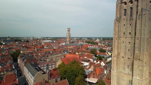 BRUGES BELGIUM MEDIEVAL CITY DRONE SHOT TRAVEL DESTINATION OLD TOWN PICTURESQUE