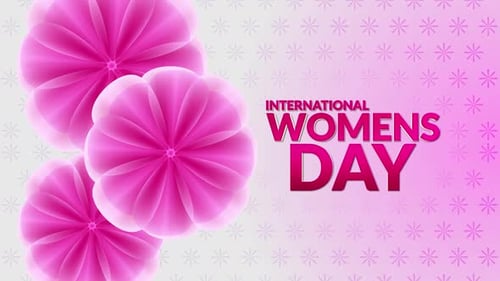 International Women's Day Animated Greeting with Pink Flowers