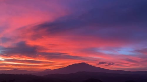 Colorful Sunset Over Mountain Silhouette
