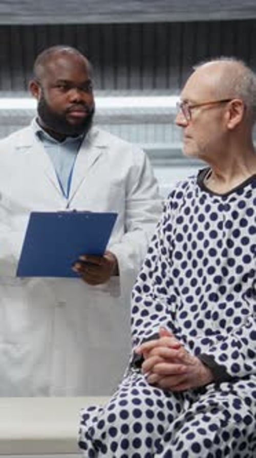 Vertical Video Research Institute Team Consulting and Discussing with Patient for Drug Study