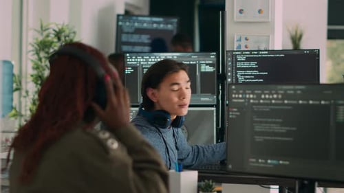 Collaborative Coding Session in a Modern Office