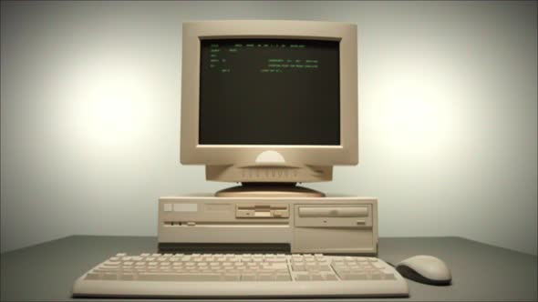 Retro Pc with Loading Code Console Programmer Making Scripts Green ...