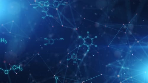 Animated Chemical Structures and Digital Network Loop Background