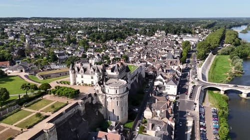 Bird's-eye view of Amboise town in Loire Valley, France