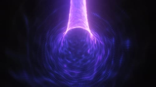 Intricate mesh of glowing pink and blue lines forming a dynamic energy tunnel