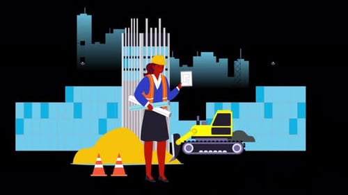 Engineers Working On Construction 4K On Alpha Channel