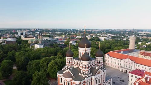 Aerial Views of Tallinn's Iconic Alexander Nevsky Cathedral