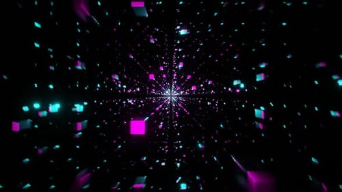 Pink and Cyan Abstract Cubic Dimension Background VJ Loop with Rotation in HD