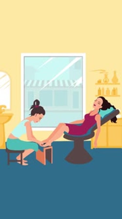 Relaxing Pedicure Session in Animated Beauty Salon