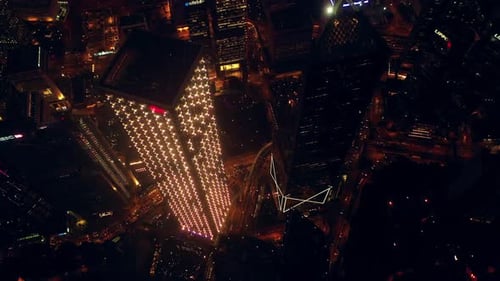 4k video footage of a beautiful city with shining lights at night