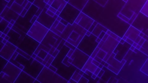 Violettblauer abstrakter Neonhintergrund. Nahtlose Bewegungsschleifenanimation geometrischer Formen. Zyklischer Zug