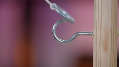 Success at ring toss game in macro close up view