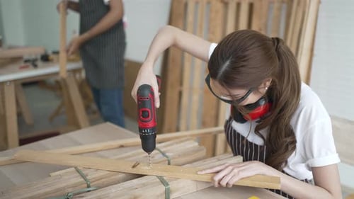 Carpenter work at workshop.