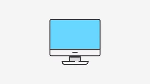 Flat Design Computer Monitor Technology Icon Graphic